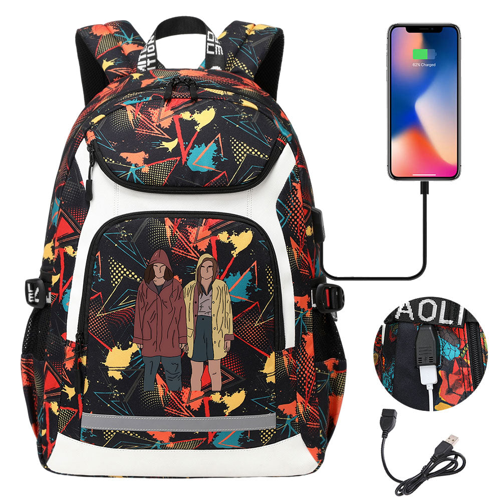Strangers Things Max Mayfield USB Charging Backpack School NoteBook Laptop Travel Bags
