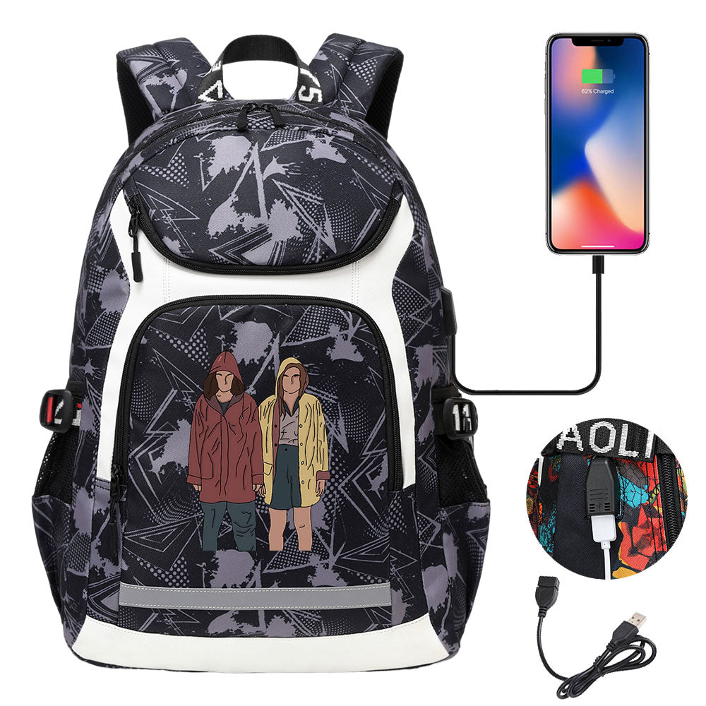 Strangers Things Max Mayfield USB Charging Backpack School NoteBook Laptop Travel Bags