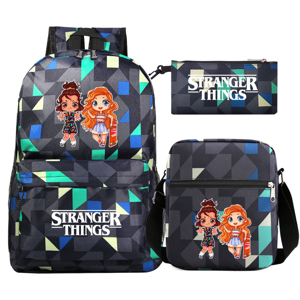Strangers Things Max Mayfield SchoolBag Backpack Shoulder Bag Book Pencil Bags 3pcs Set
