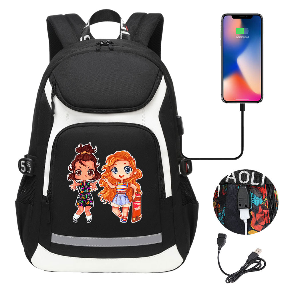 Strangers Things Max Mayfield USB Charging Backpack School NoteBook Laptop Travel Bags