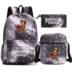 Strangers Things Dustin Henderson SchoolBag Backpack Shoulder Bag Book Pencil Bags 3pcs Set