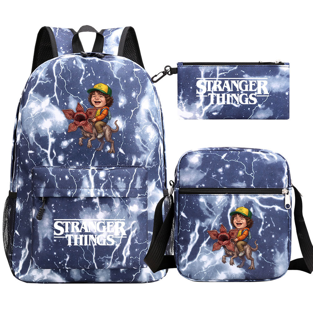 Strangers Things Dustin Henderson SchoolBag Backpack Shoulder Bag Book Pencil Bags 3pcs Set
