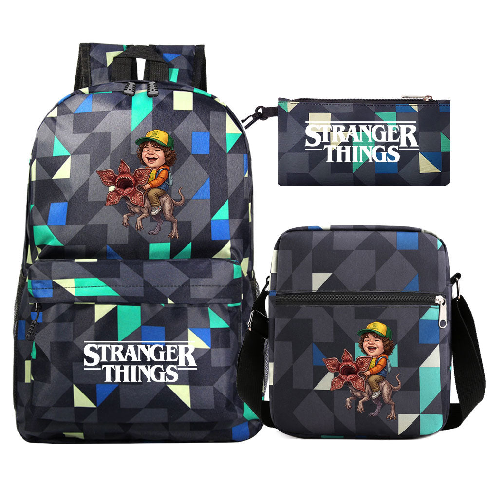 Strangers Things Dustin Henderson SchoolBag Backpack Shoulder Bag Book Pencil Bags 3pcs Set