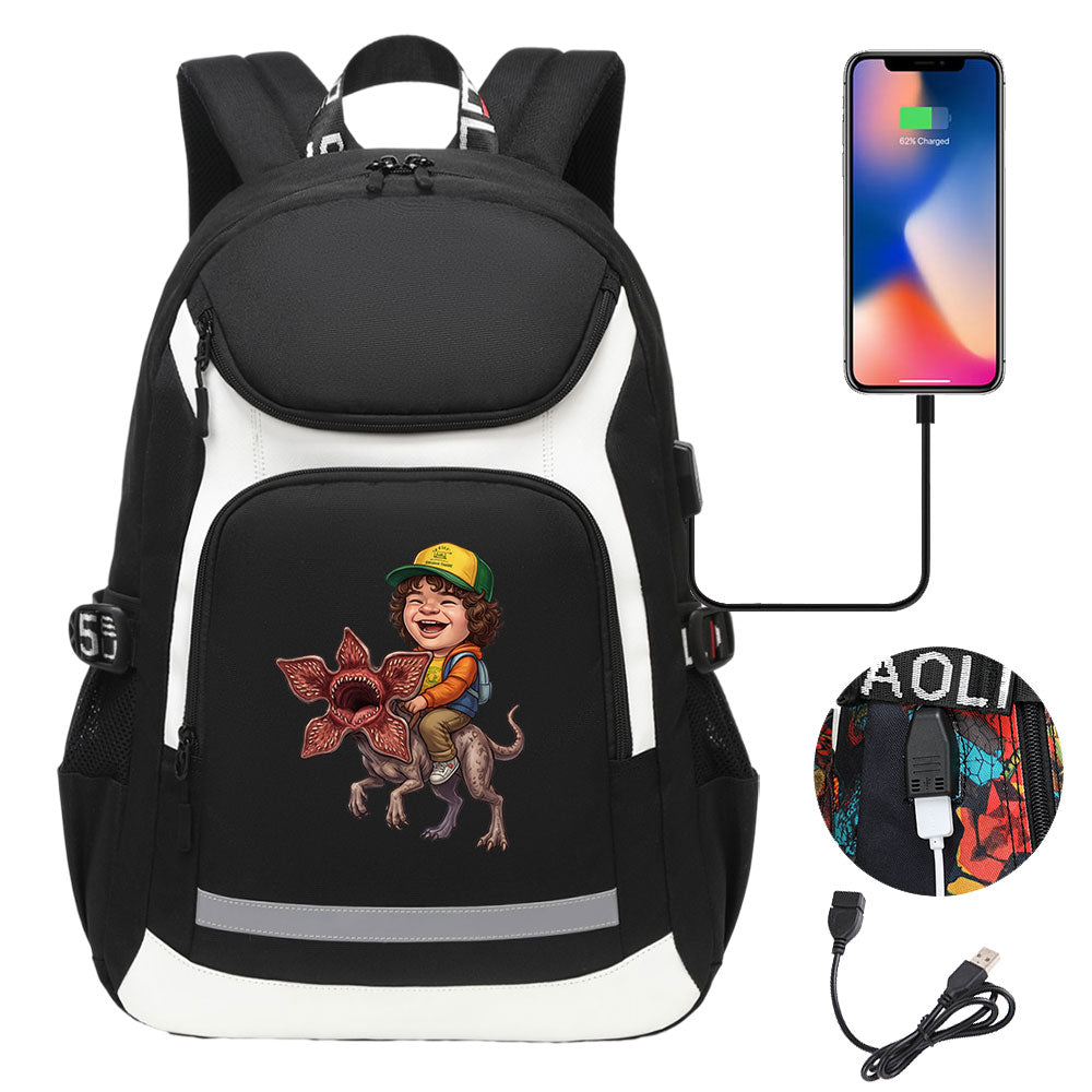 Strangers Things Dustin Henderson USB Charging Backpack School NoteBook Laptop Travel Bags