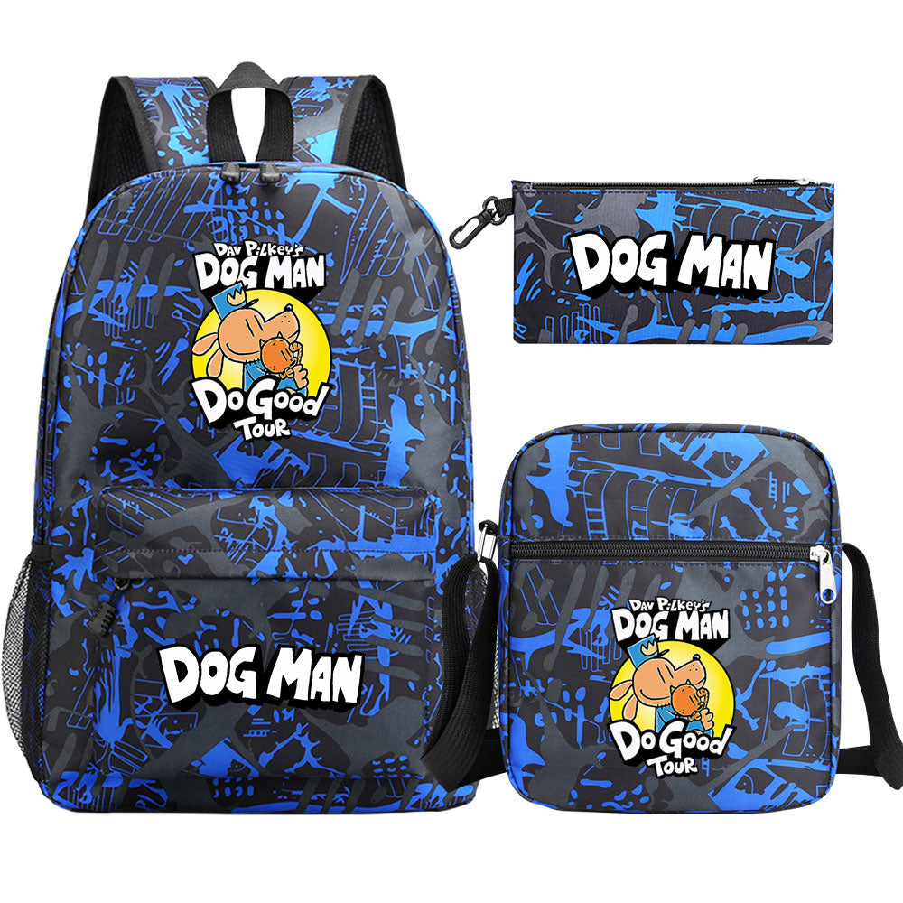 Dog Man School Bag Backpack Shoulder Bag Book Pencil Bags  3pcs Set