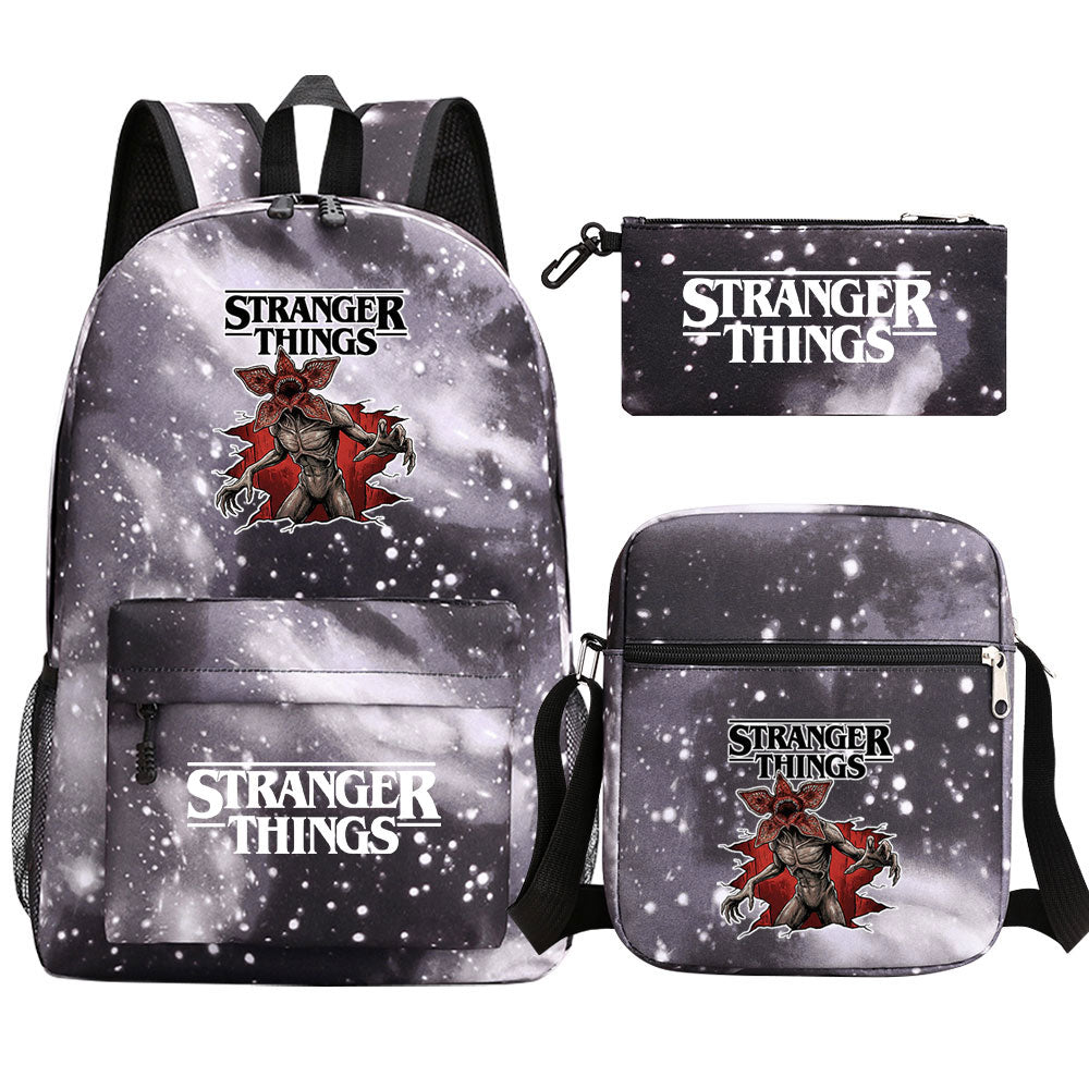 Strangers Things The Demogorgon SchoolBag Backpack Shoulder Bag Book Pencil Bags 3pcs Set