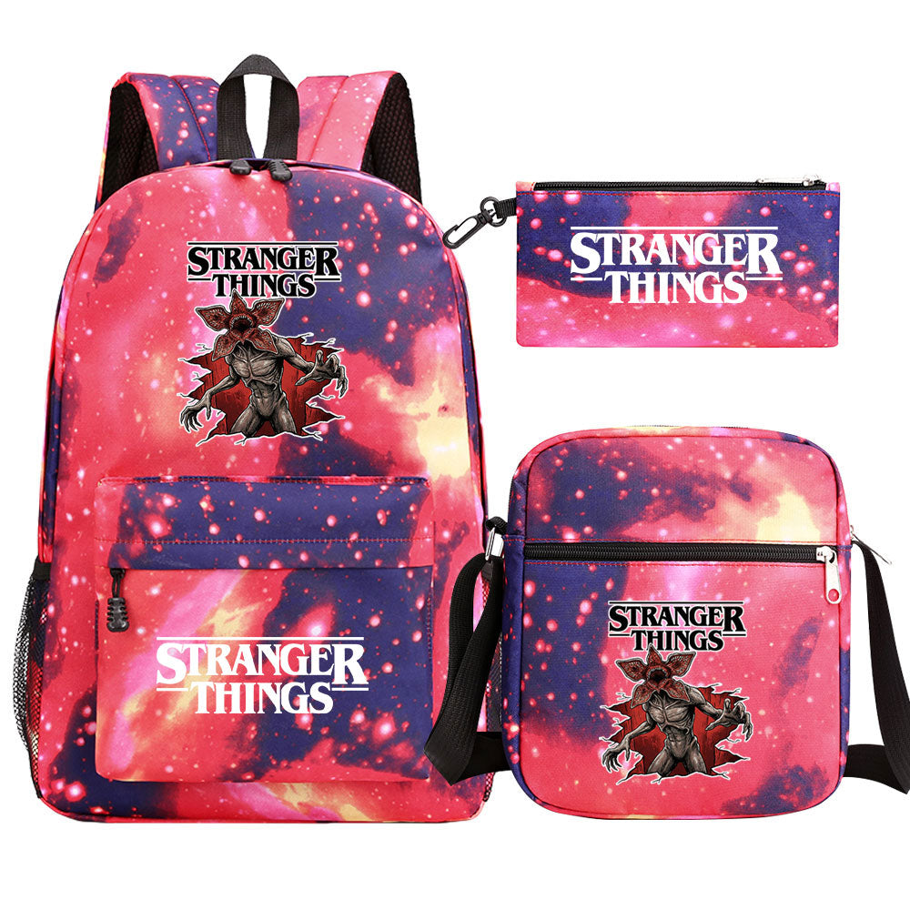 Strangers Things The Demogorgon SchoolBag Backpack Shoulder Bag Book Pencil Bags 3pcs Set