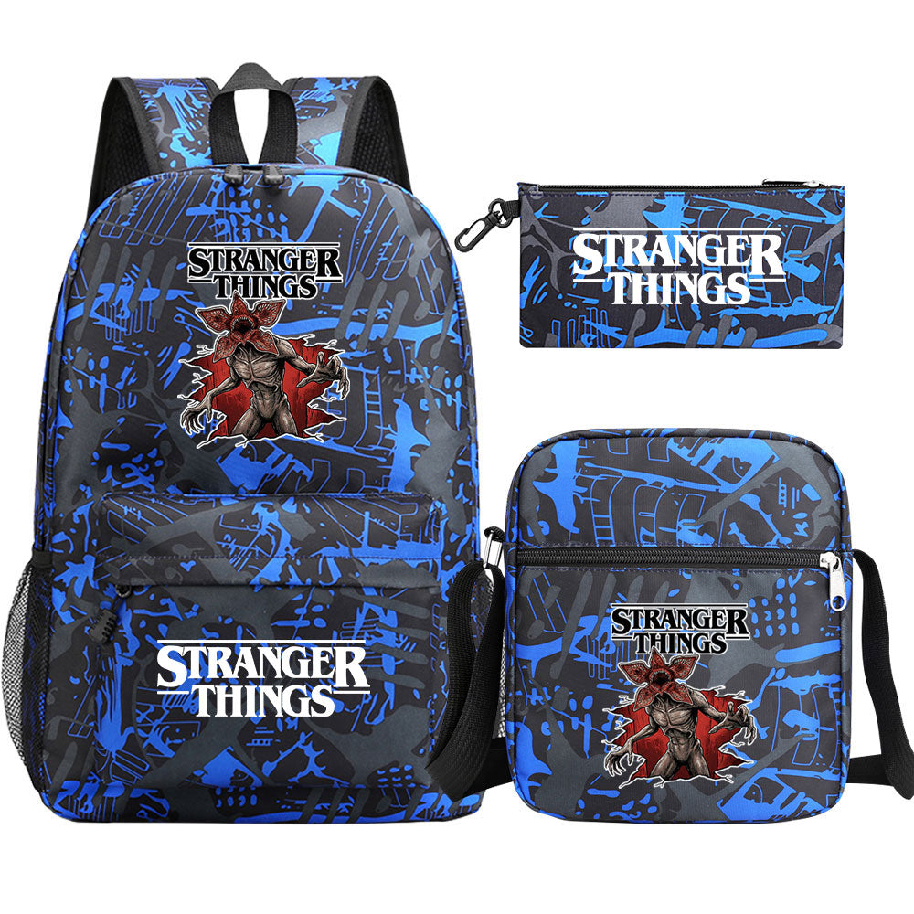 Strangers Things The Demogorgon SchoolBag Backpack Shoulder Bag Book Pencil Bags 3pcs Set