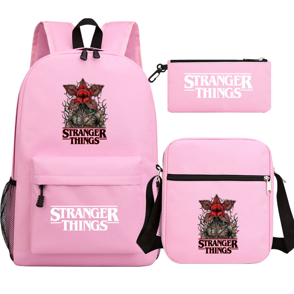 Strangers Things The Demogorgon SchoolBag Backpack Shoulder Bag Book Pencil Bags 3pcs Set
