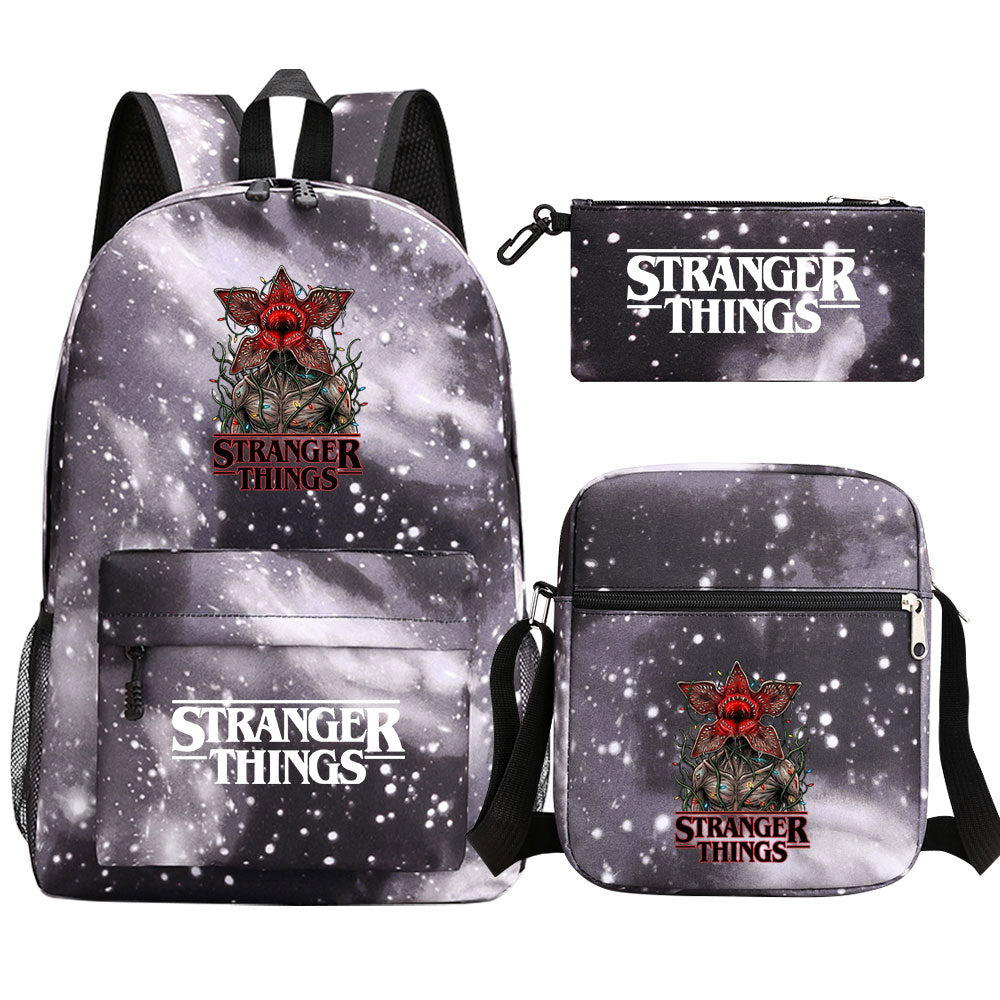 Strangers Things The Demogorgon SchoolBag Backpack Shoulder Bag Book Pencil Bags 3pcs Set