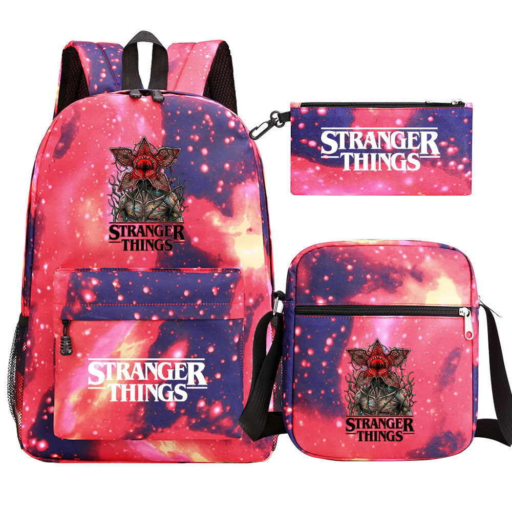 Strangers Things The Demogorgon SchoolBag Backpack Shoulder Bag Book Pencil Bags 3pcs Set