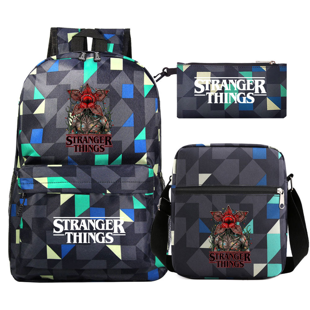 Strangers Things The Demogorgon SchoolBag Backpack Shoulder Bag Book Pencil Bags 3pcs Set
