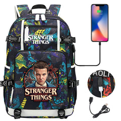 Strangers Things El USB Charging Backpack School NoteBook Laptop Travel Bags