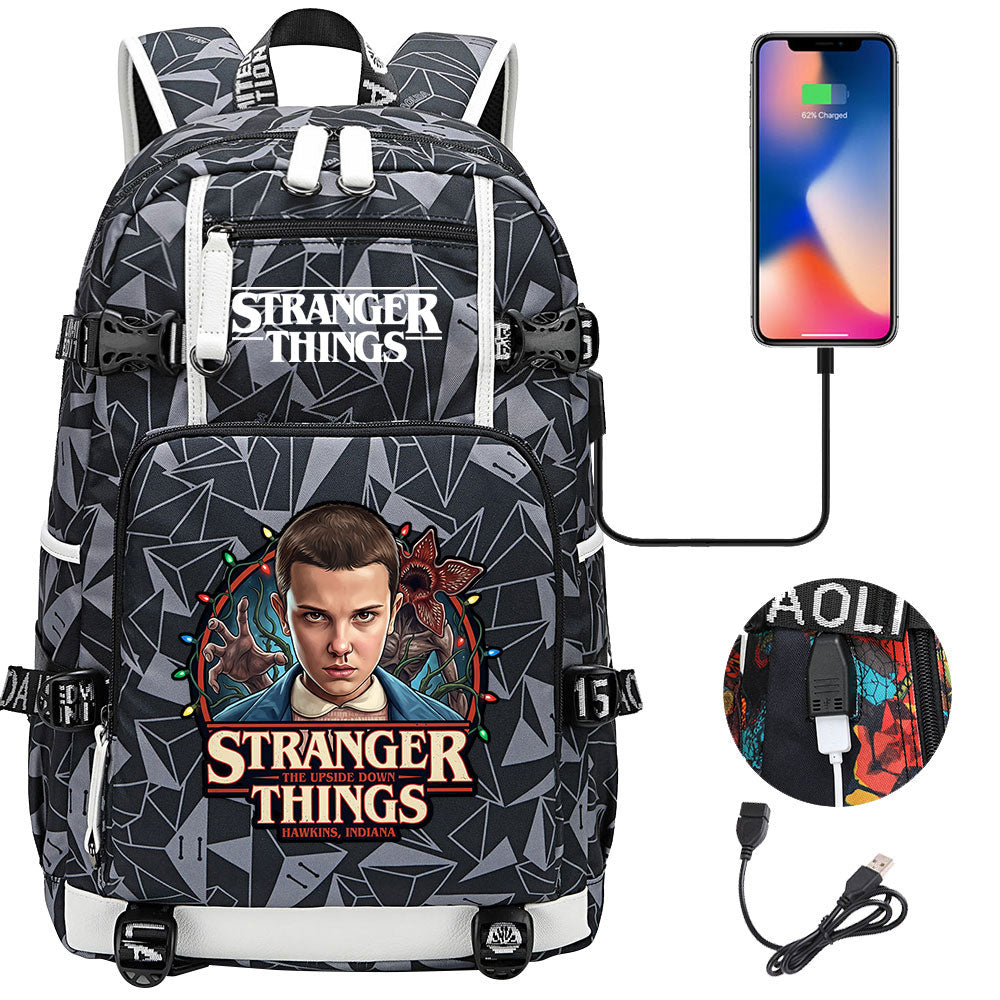 Strangers Things El USB Charging Backpack School NoteBook Laptop Travel Bags