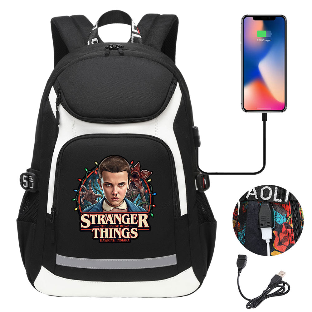 Strangers Things El USB Charging Backpack School NoteBook Laptop Travel Bags