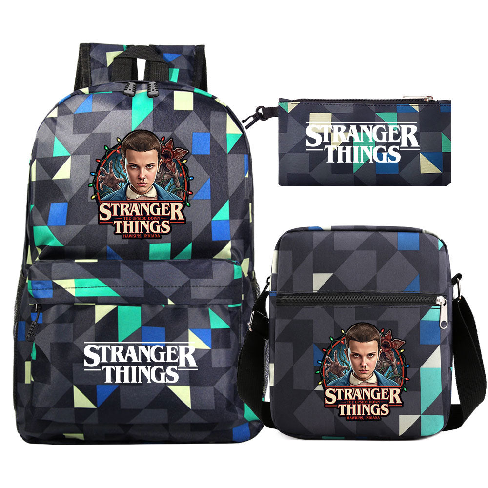 Strangers Things El SchoolBag Backpack Shoulder Bag Book Pencil Bags 3pcs Set