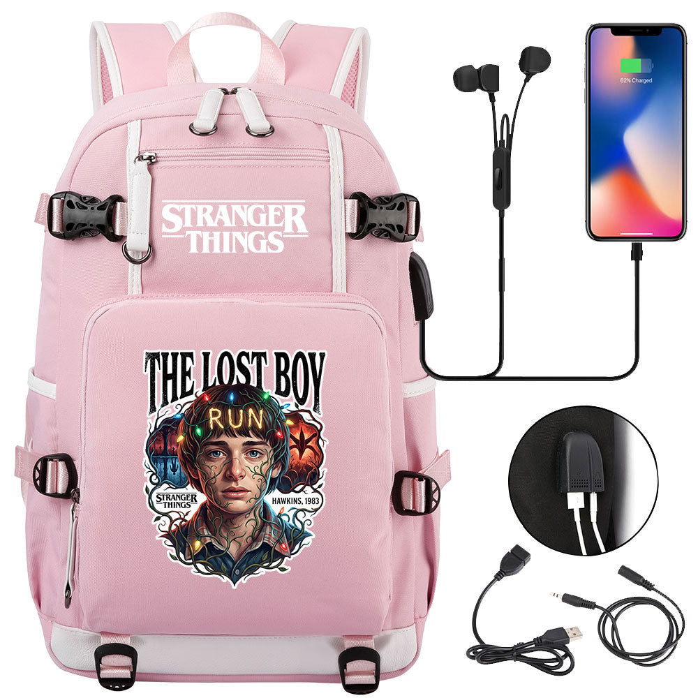 Strangers Things Will Byers USB Charging Backpack School NoteBook Laptop Travel Bags