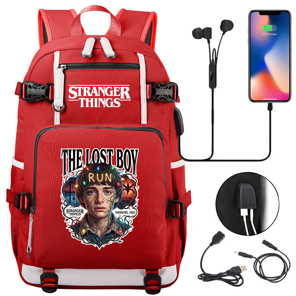 Strangers Things Will Byers USB Charging Backpack School NoteBook Laptop Travel Bags