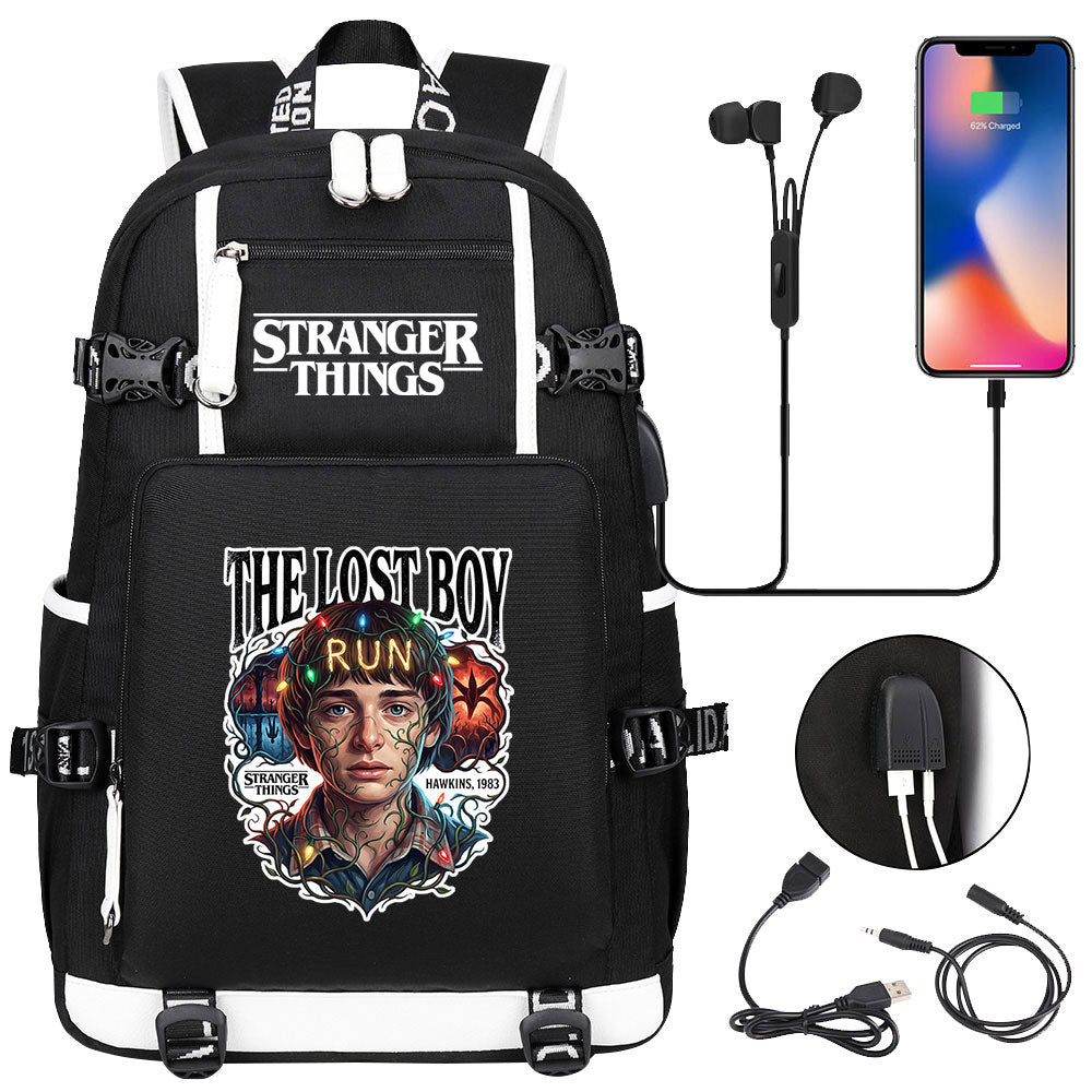 Strangers Things Will Byers USB Charging Backpack School NoteBook Laptop Travel Bags