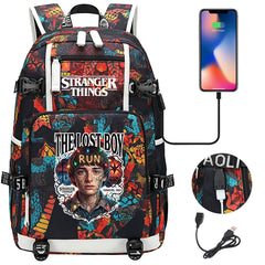 Strangers Things Will Byers USB Charging Backpack School NoteBook Laptop Travel Bags
