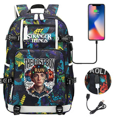 Strangers Things Will Byers USB Charging Backpack School NoteBook Laptop Travel Bags