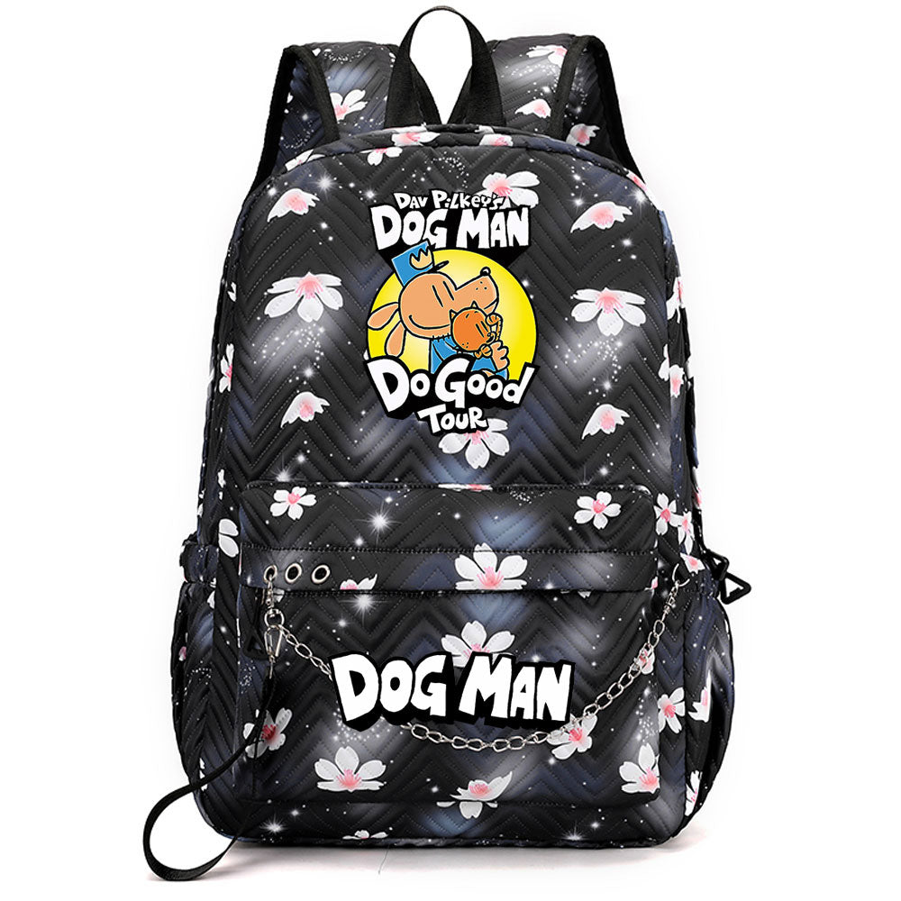 Dog Man USB Charging Backpack Shoolbag Notebook Bag Gifts for Kids Students