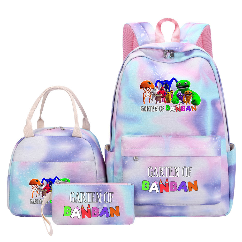 Garten of Banban Pink Starry Sky SchoolBag Backpack Lunch Box Bag Book Pencil Bags  3pcs Set
