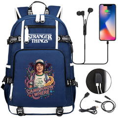 Strangers Things Dustin Henderson USB Charging Backpack School NoteBook Laptop Travel Bags