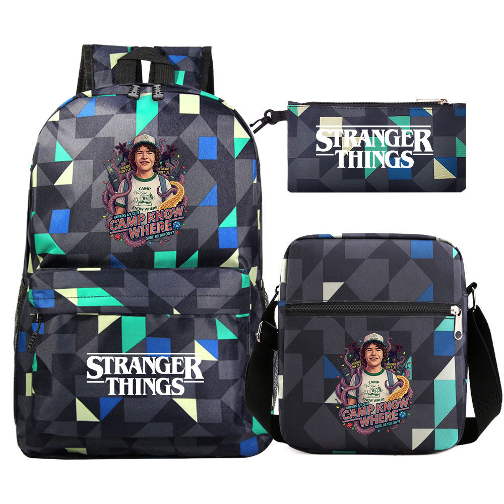 Strangers Things Dustin Henderson SchoolBag Backpack Shoulder Bag Book Pencil Bags 3pcs Set