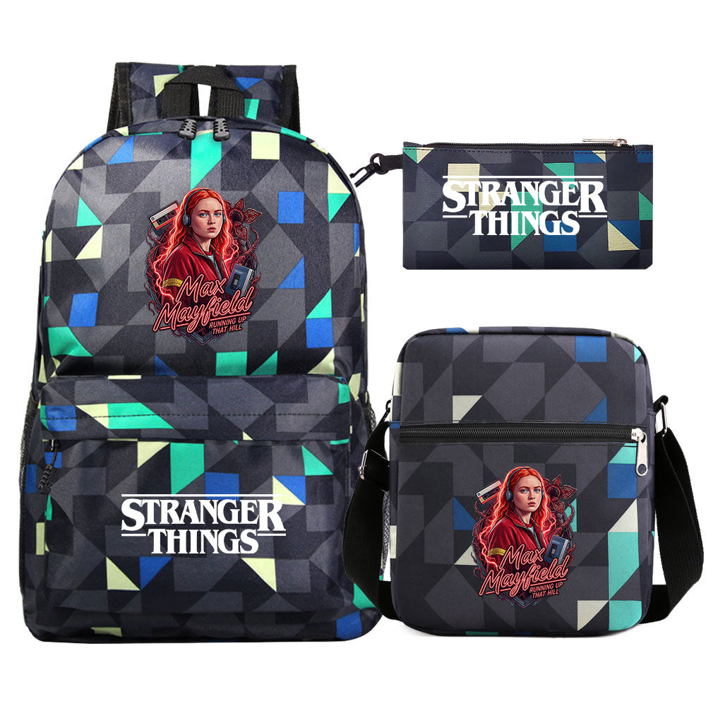 Strangers Things Max Mayfield SchoolBag Backpack Shoulder Bag Book Pencil Bags 3pcs Set