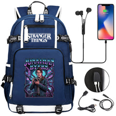Strangers Things Jonathan Byers USB Charging Backpack School NoteBook Laptop Travel Bags