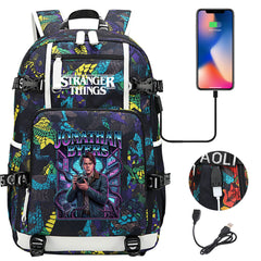 Strangers Things Jonathan Byers USB Charging Backpack School NoteBook Laptop Travel Bags