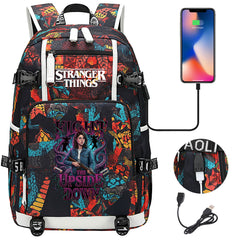 Strangers Things Nancy Wheeler USB Charging Backpack School NoteBook Laptop Travel Bags