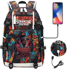 Strangers Things Lucas Sinclair USB Charging Backpack School NoteBook Laptop Travel Bags