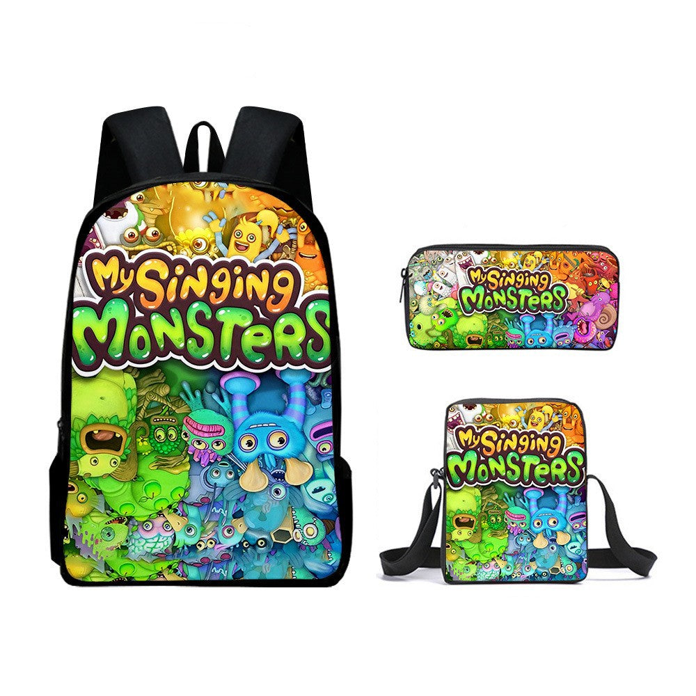 My Singing Monsters Schoolbag Backpack Lunch Bag Pencil Case 3pcs Set Gift for Kids Students