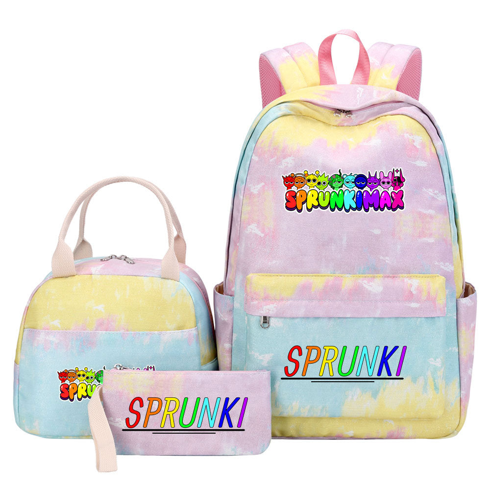 Sprunki Pink Starry Sky SchoolBag Backpack Lunch Box Bag Book Pencil Bags 3pcs Set