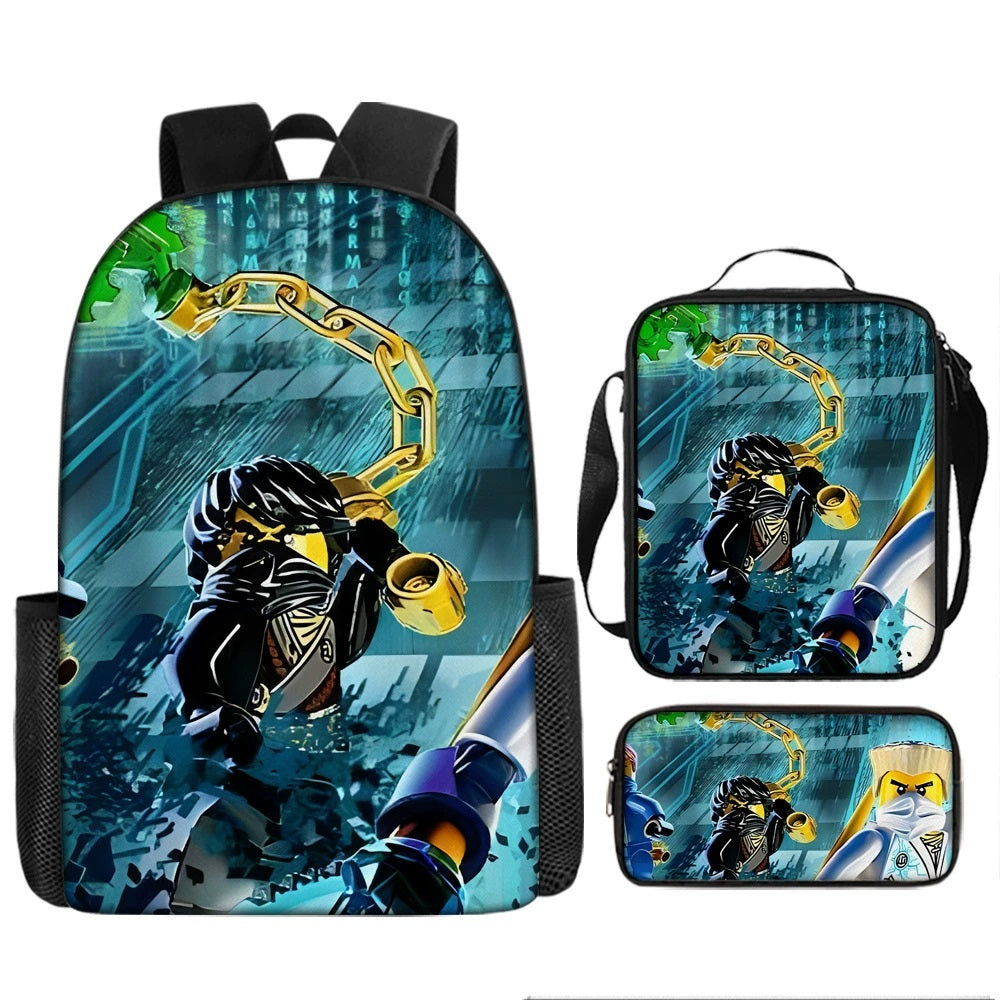 Ninjago Schoolbag Backpack Lunch Bag Pencil Case 3pcs Set Gift for Kids Students