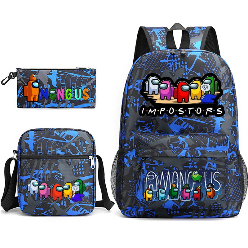 Among Us SchoolBag Backpack Shoulder Bag Book Pencil Bags 3pcs Set