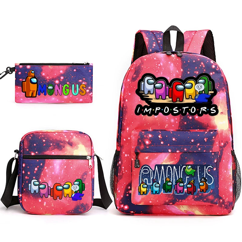 Among Us SchoolBag Backpack Shoulder Bag Book Pencil Bags 3pcs Set
