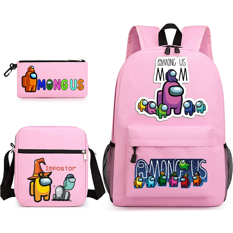 Among Us SchoolBag Backpack Shoulder Bag Book Pencil Bags 3pcs Set
