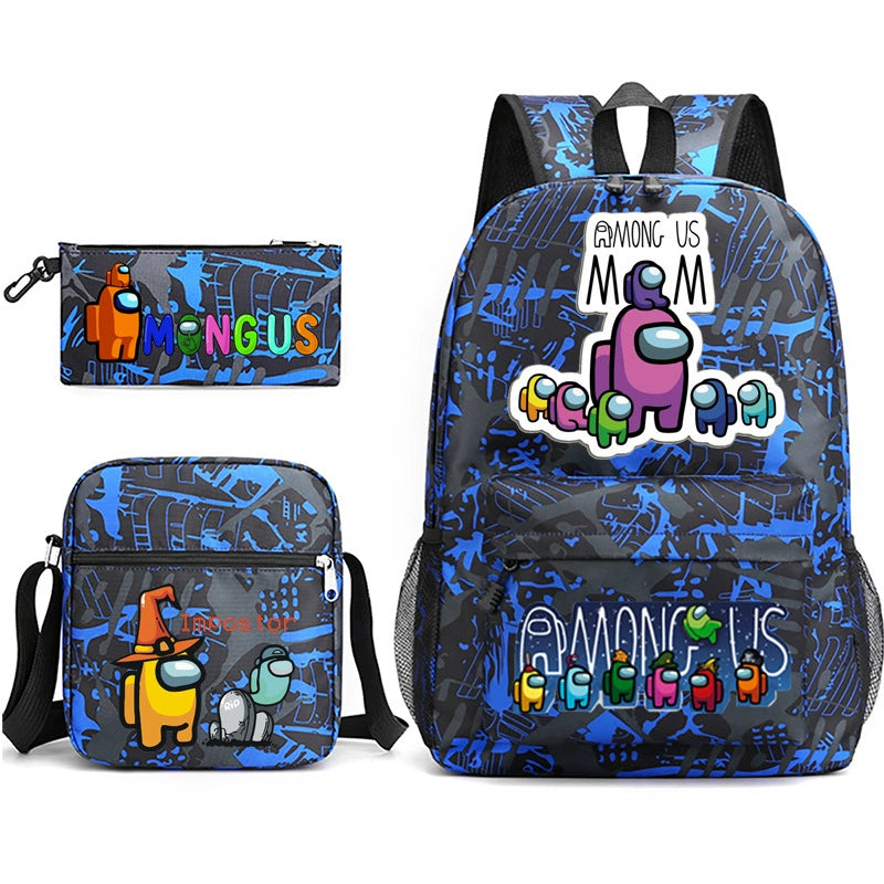 Among Us SchoolBag Backpack Shoulder Bag Book Pencil Bags 3pcs Set