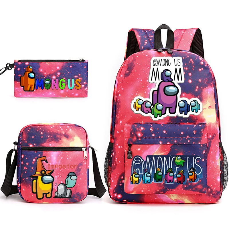 Among Us SchoolBag Backpack Shoulder Bag Book Pencil Bags 3pcs Set