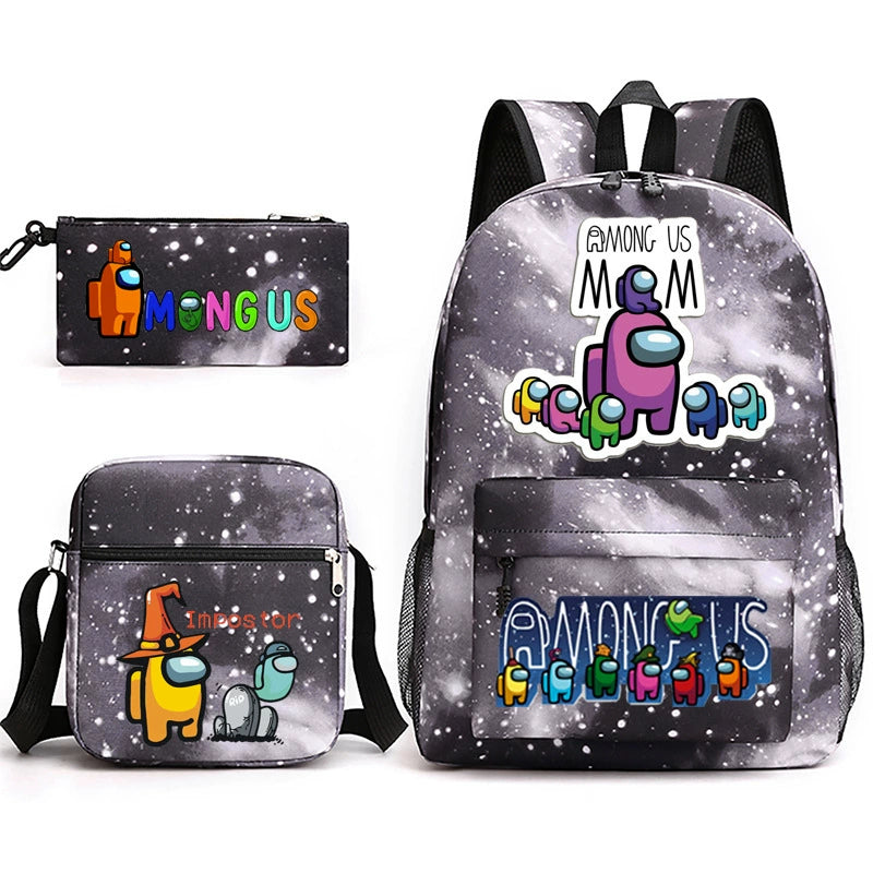 Among Us SchoolBag Backpack Shoulder Bag Book Pencil Bags 3pcs Set