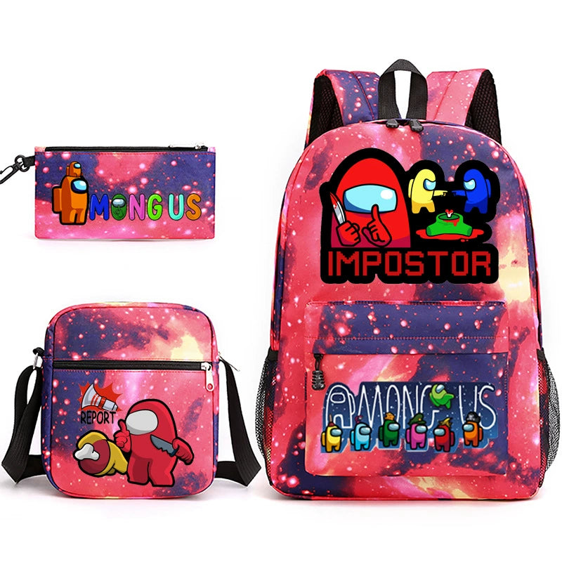 Among Us SchoolBag Backpack Shoulder Bag Book Pencil Bags 3pcs Set