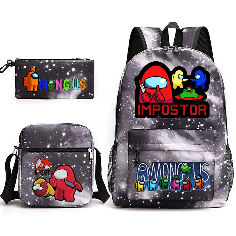 Among Us SchoolBag Backpack Shoulder Bag Book Pencil Bags 3pcs Set