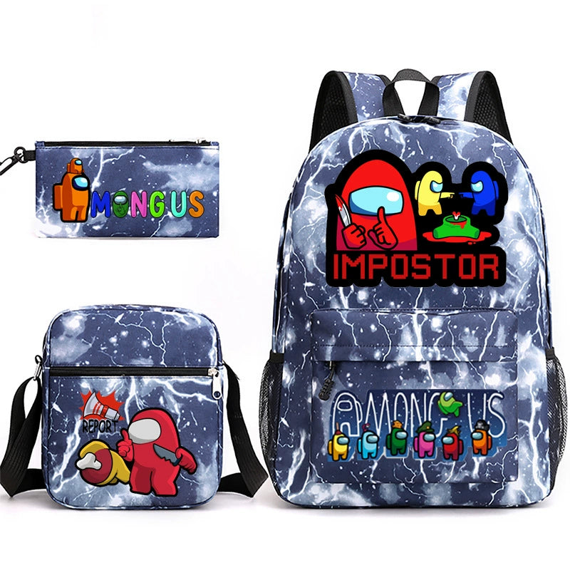 Among Us SchoolBag Backpack Shoulder Bag Book Pencil Bags 3pcs Set