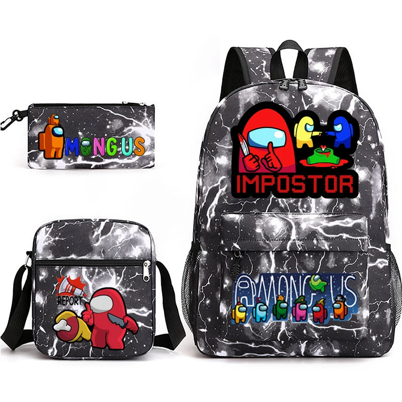 Among Us SchoolBag Backpack Shoulder Bag Book Pencil Bags 3pcs Set