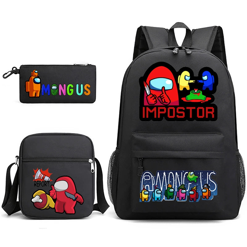 Among Us SchoolBag Backpack Shoulder Bag Book Pencil Bags 3pcs Set