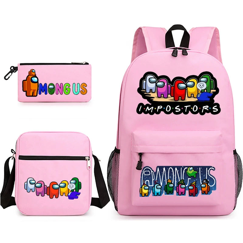 Among Us SchoolBag Backpack Shoulder Bag Book Pencil Bags 3pcs Set