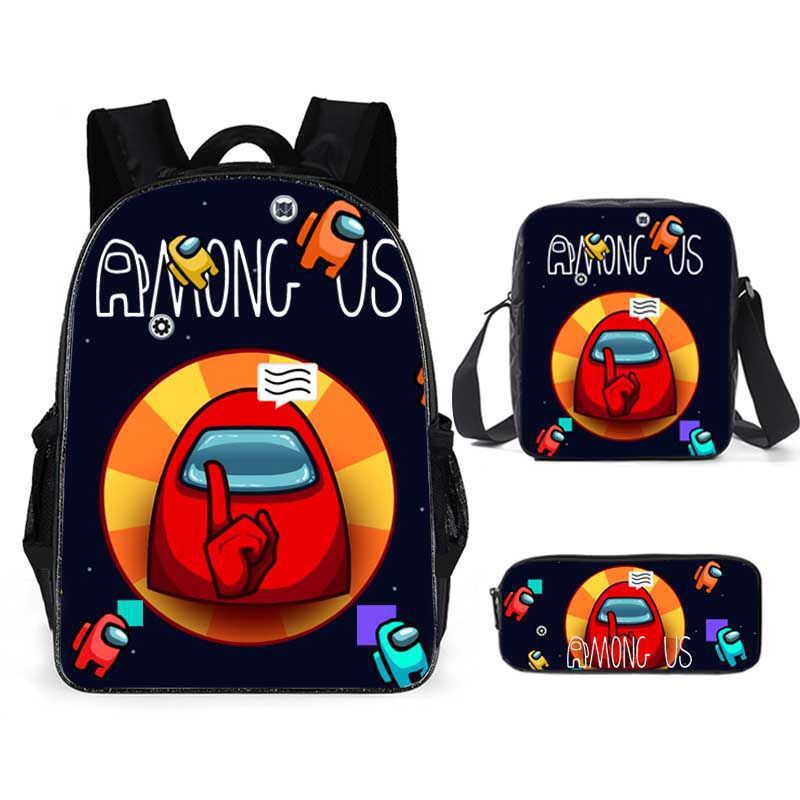 Among Us Schoolbag Backpack Lunch Bag Pencil Case 3pcs Set Gift for Kids Students